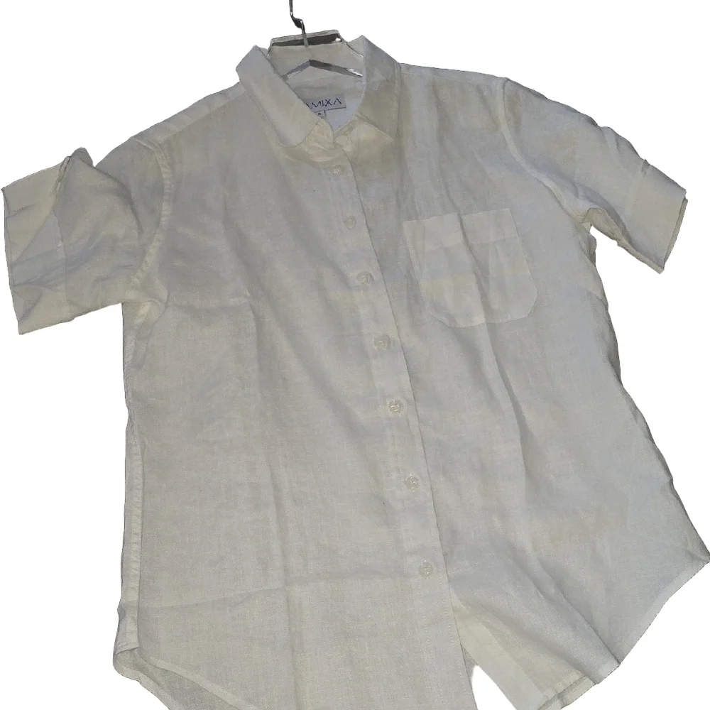 Ladies White Casual Button Down Shirt with Classic Collar - Picture 3 of 8